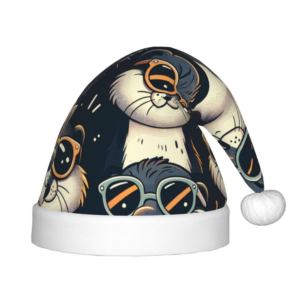 Augenstern Christmas Hat Cute-Otter-Sunglasses Xmas Hat Unisex Santa Hat