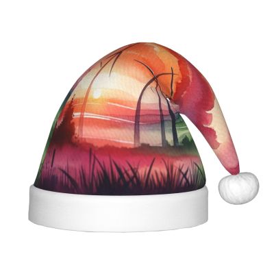 Augenstern Christmas Hat Watercolor-Wind-Turbines-Vintage Xmas Hat Unisex Santa Hat