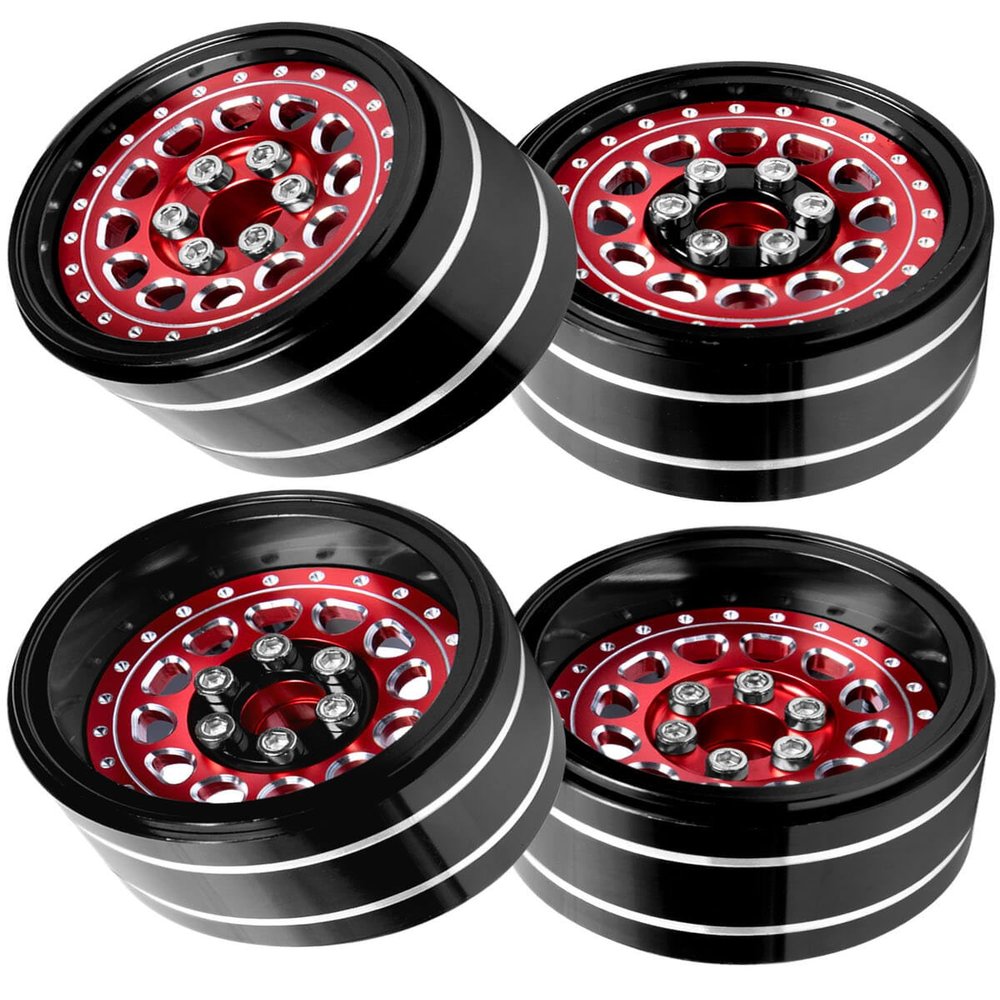 BRCatWPark RC 2.2 Beadlock Wheels Adjustable 4 Offsets Rims for 1/10 RC Crawler Car SCX10 SCX10 II 90046 SCX10 III AXI03007 SCX10 Pro TRX4 TRX6 D90 Gen7/8 VS4-10 MST CFX,Red