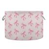 Burbuja Pink Bow Round Storage Basket with Cotton Rope Handles, Laundry Basket for Blankets, Nursery, Living Room Decoration view 1