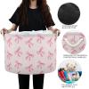 Burbuja Pink Bow Round Storage Basket with Cotton Rope Handles, Laundry Basket for Blankets, Nursery, Living Room Decoration view 4