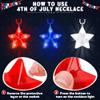 12PCS 4th of July Necklaces, Red White Blue Star Light Necklace Party Favor, Patriotic Independence Day Fourth of July Beads Necklace Bulk, Glow Accessories for Memorial Veterans Day Party Parades view 2