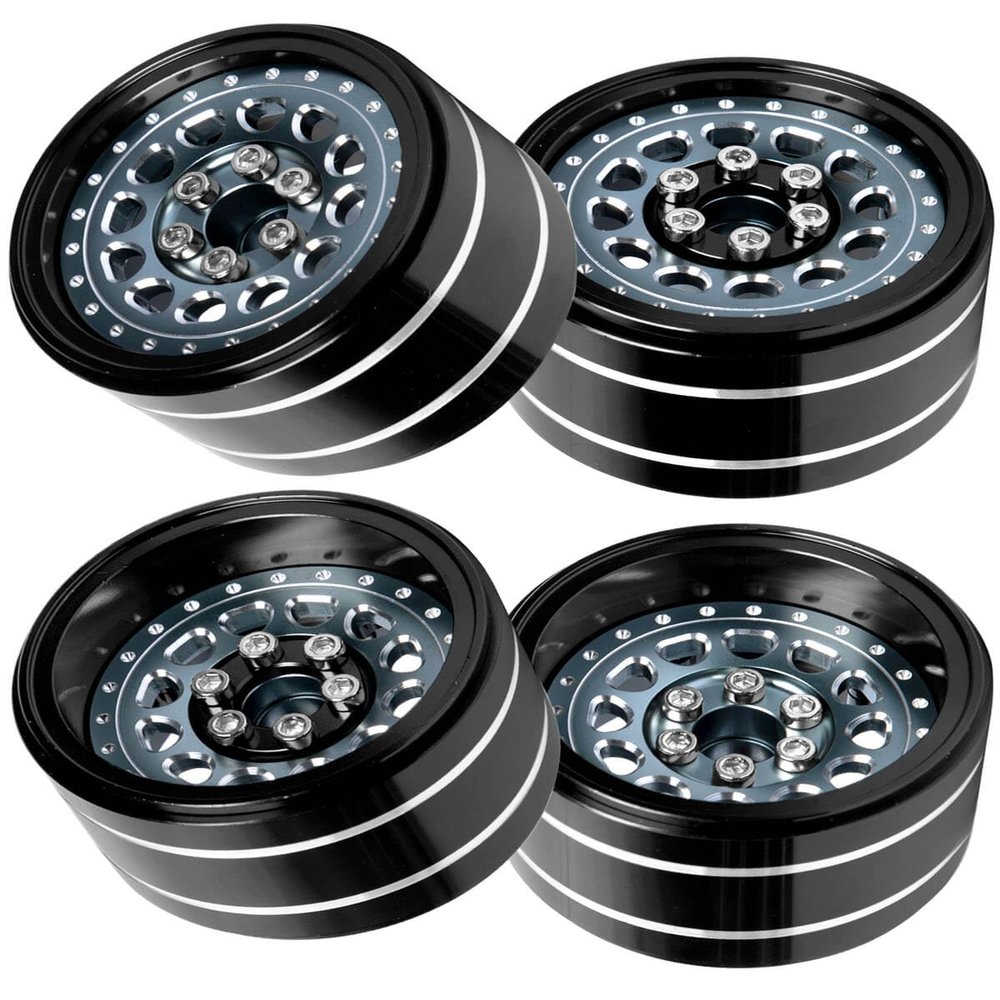 BRCatWPark RC 2.2 Beadlock Wheels Adjustable 4 Offsets Rims for 1/10 RC Crawler Car SCX10 SCX10 II 90046 SCX10 III AXI03007 SCX10 Pro TRX4 TRX6 D90 Gen7/8 VS4-10 MST CFX,Titanium