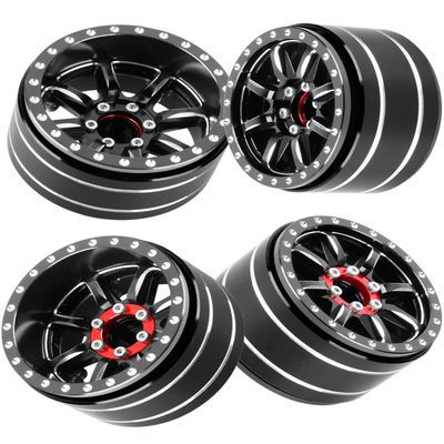 BRCatWPark RC 1.9 Beadlock Wheels Adjustable 4 Offsets Rims for 1/10 SCX10 TRX4 TRX6 Gen7/8 D90 RC Crawler Car,1.9 Wheels Adjustable 4 Negative Offsets Rims,Black