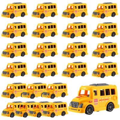 Blueweenly 24 Pcs 3.9 Inch Mini School Bus Toy Bulk Plastic Yellow Small Bus Playset Back to School Classroom Gift Party Favor Car for Birthday Party Supplies Favors (Classic)