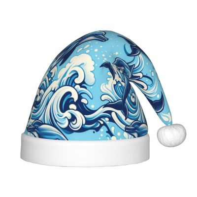 Augenstern Christmas Hat Dolphins-Jump-Blue-Sea Xmas Hat Unisex Santa Hat