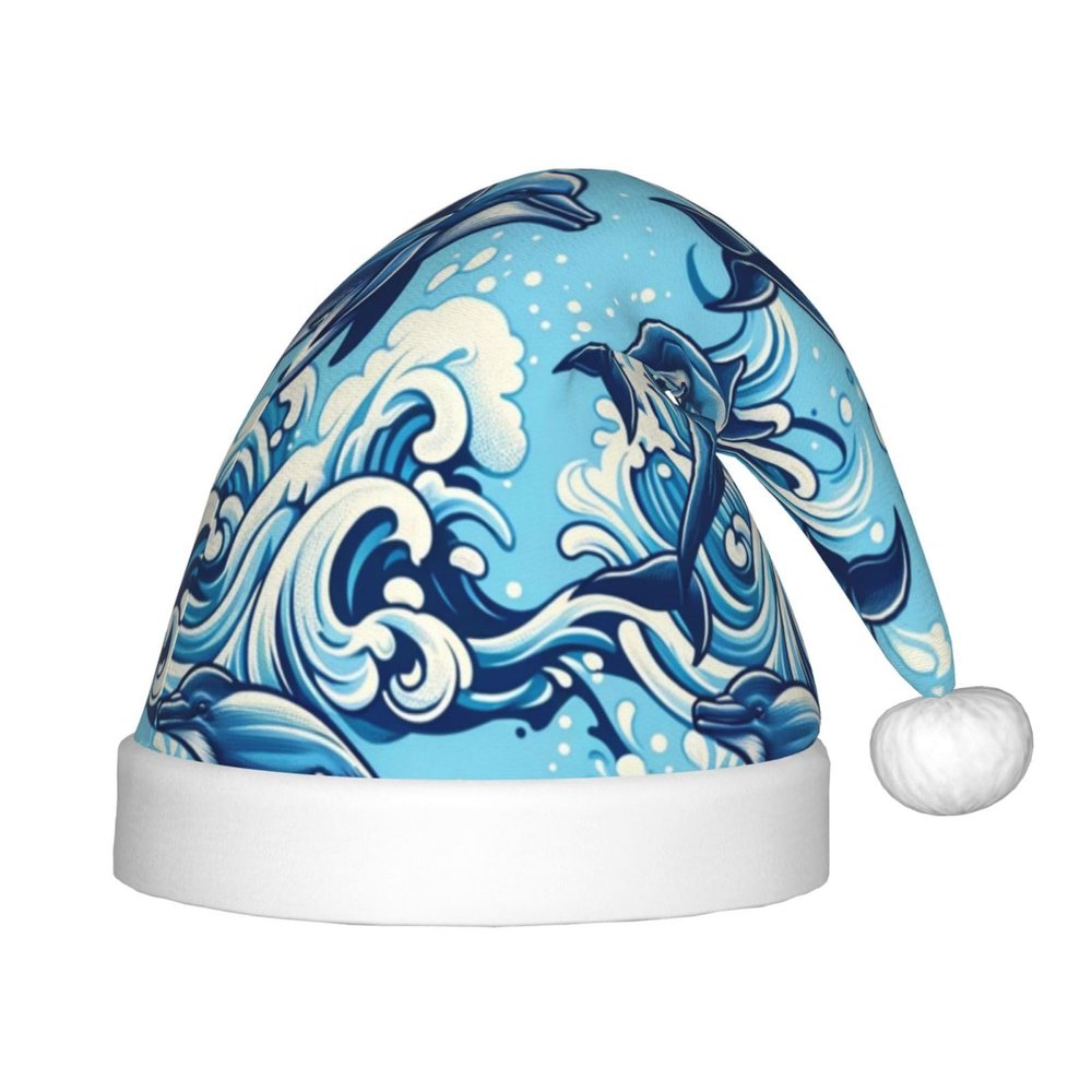 Augenstern Christmas Hat Dolphins-Jump-Blue-Sea Xmas Hat Unisex Santa Hat