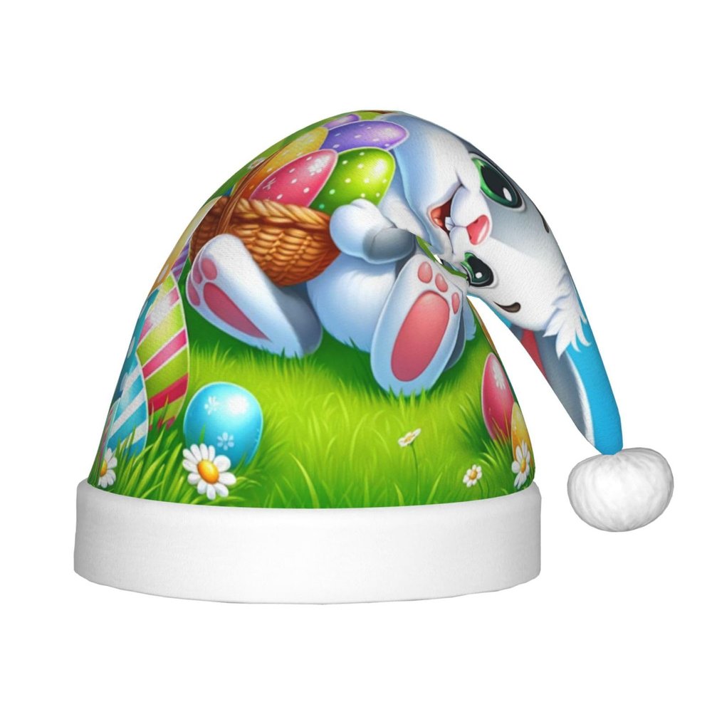 Augenstern Christmas Hat Easter-Rabbit-Eggs-Daisies Xmas Hat Unisex Santa Hat