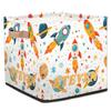 Custom Name Universe Planet Storage Basket Personalized Foldable Space Astronaut Storage Bin with Handle for Kids Boys Clothes Toys Dolls Home Nursery Dorm Bedroom,Star Rocket 2 view 1