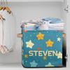 Custom Name Universe Planet Storage Basket Personalized Foldable Space Astronaut Storage Bin with Handle for Kids Boys Clothes Toys Dolls Home Nursery Dorm Bedroom,Blue Sky view 2