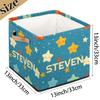 Custom Name Universe Planet Storage Basket Personalized Foldable Space Astronaut Storage Bin with Handle for Kids Boys Clothes Toys Dolls Home Nursery Dorm Bedroom,Blue Sky view 4