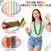 120PCS Pride Month Beads, Pride 6 Kinds Beads Necklace Accessories Bulk, Rainbow Metallic Gay Lesbian LGBTQ Bead Necklace, LGBT Beaded Costumes Decorations for Parade Throws Party Favors view 3