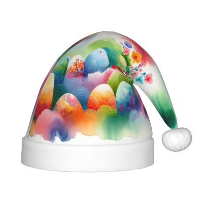 Augenstern Christmas Hat Easter-Rabbit-Eggs-Painting Xmas Hat Unisex Santa Hat