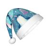Augenstern Christmas Hat Narwhal-Unicorn-Blue-Sea Xmas Hat Unisex Santa Hat view 2