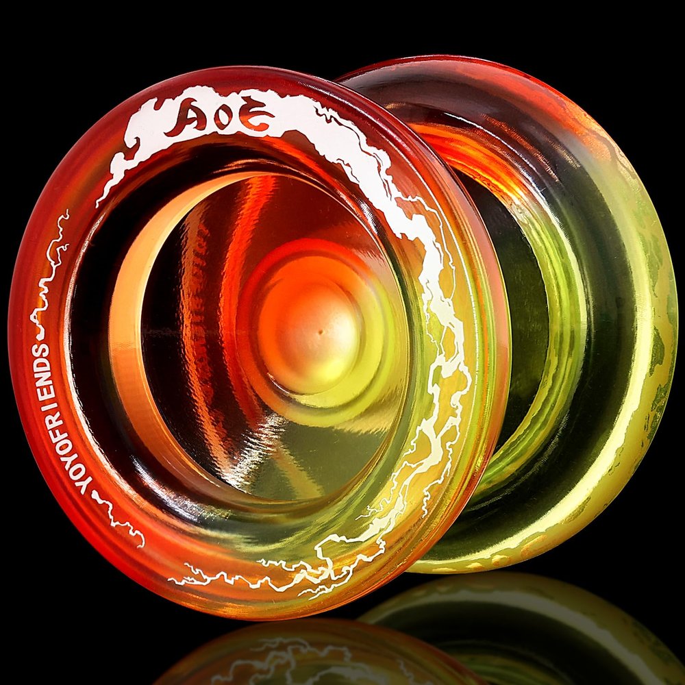 7YO AOE Responsive Yoyo Professional Trick Yoyo for Kids Beginner, Aluminum Metal Yoyos with Concave Bearing, Bearing Kits, 10 Strings - Orange Yellow
