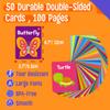 Animal Flashcards, 50 Double-Sided Cards, Wild/Farm/Marine Animal Cards Educational Learning Tools for Preschool and Toddlers Learning (2 Reclosable Rings Attached) view 2