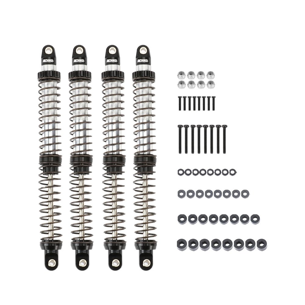 RCAWD 7075 120mm Shock Absorbers Universal for 1/10 RC Crawler Upgrades, for SCX10 I II III Pro 90046 AXI231017 TRX4 TRX6 Redcat D90 MST RC Shocks Dampers with Spring Black