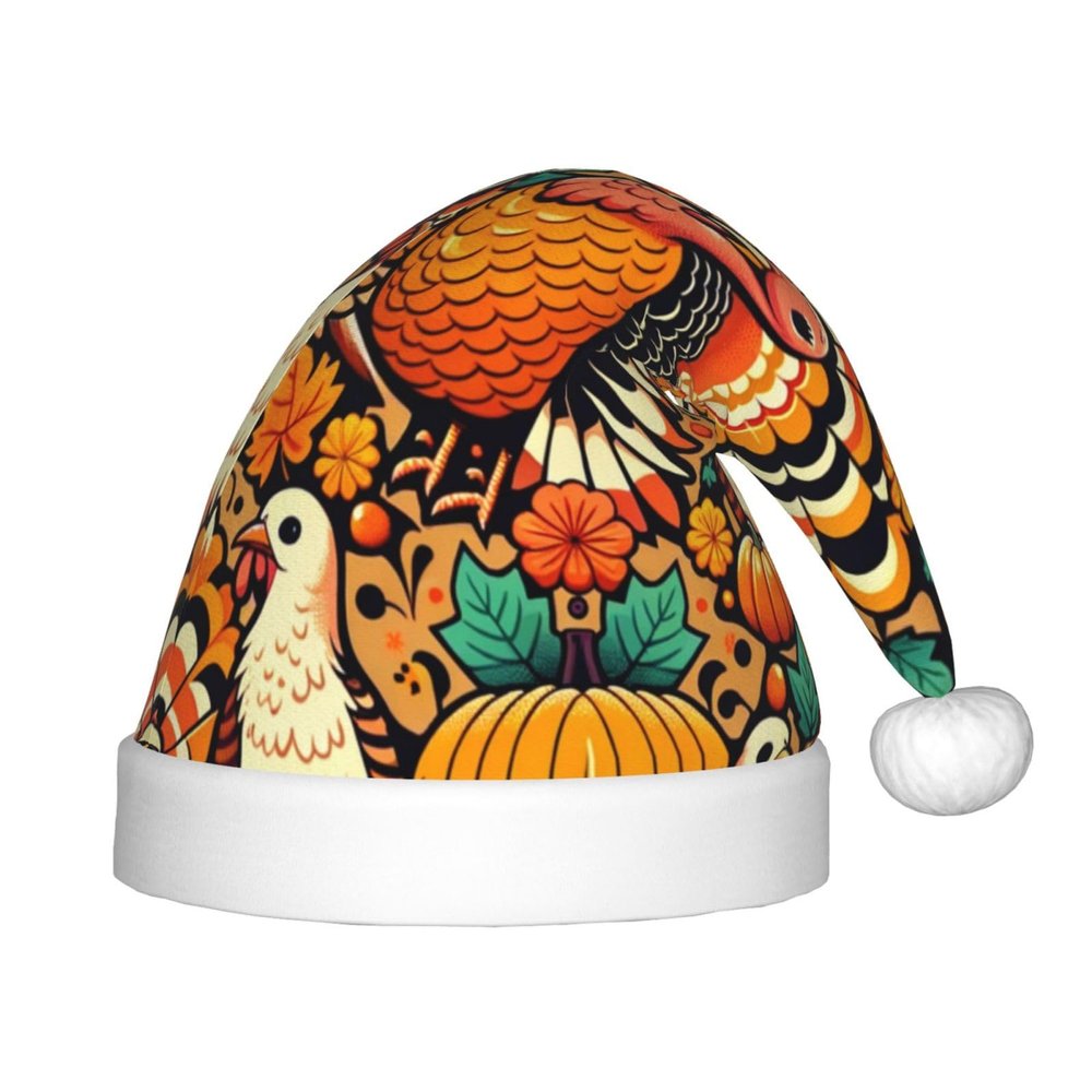 Augenstern Christmas Hat Turkey-Pumpkin-Orange-Thanksgiving Xmas Hat Unisex Santa Hat