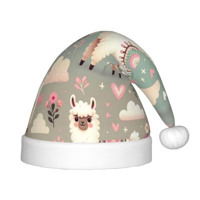 Augenstern Christmas Hat Floral-Alpaca-Llama Xmas Hat Unisex Santa Hat