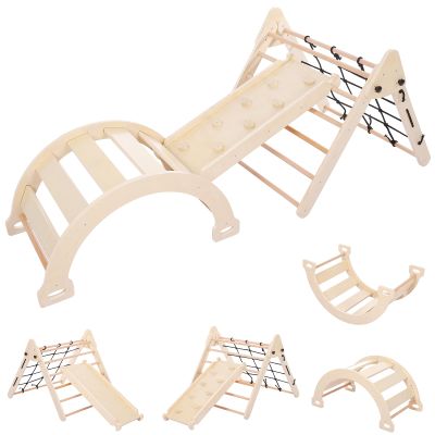 Fulvari Toddler Indoor Gym Playset Climber-Play-Structures, 38 x 24 x 6 inches, Oak Color
