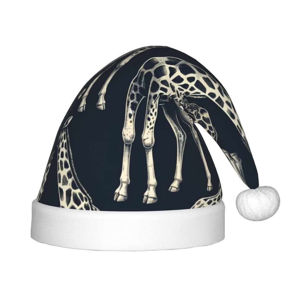 Augenstern Christmas Hat Grey-Realistic-Giraffes Xmas Hat Unisex Santa Hat