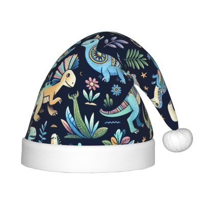 Augenstern Christmas Hat Dinosaur-Colorful-Pattern Xmas Hat Unisex Santa Hat