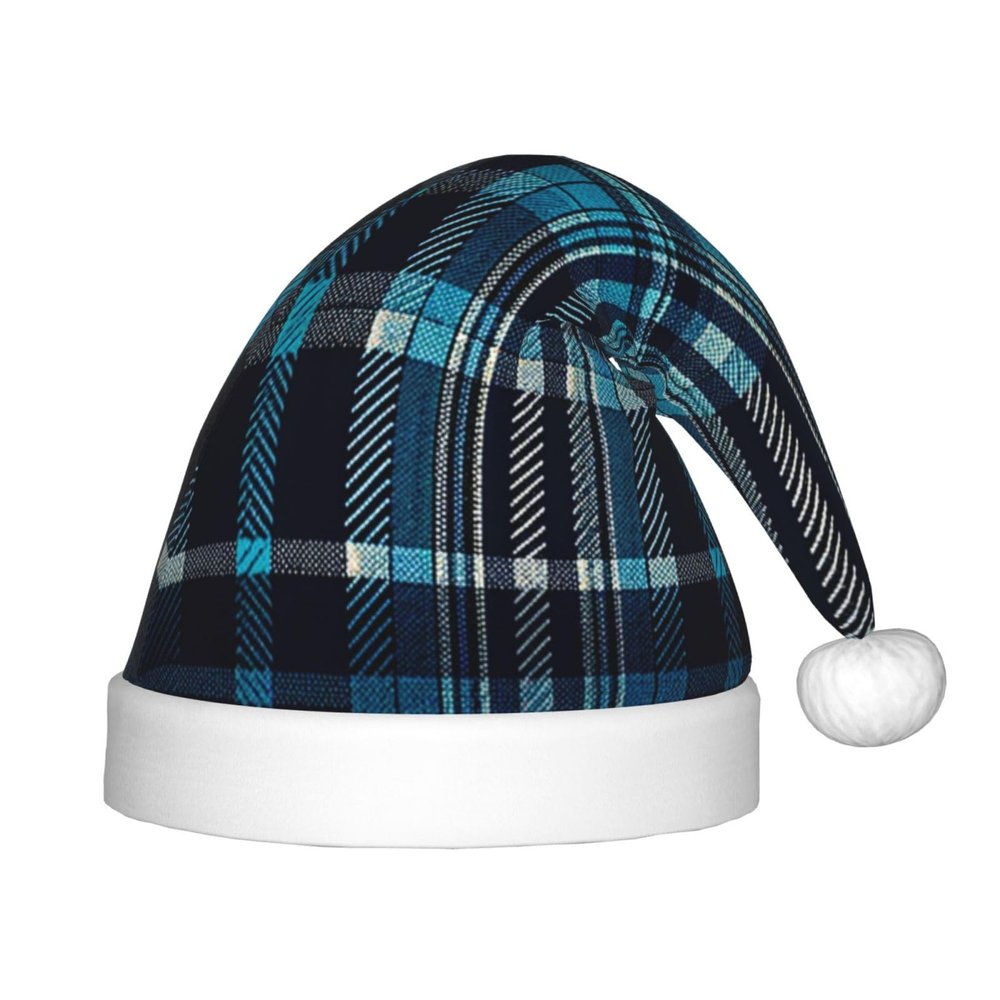 Augenstern Christmas Hat Blue-Tartan Xmas Hat Unisex Santa Hat
