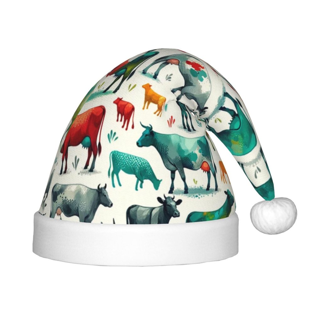 Augenstern Christmas Hat Colorful-Cow-Funny Xmas Hat Unisex Santa Hat