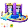 FBSPORT Inflatable Bounce House, Kids Bounce Castle Slide for Indoor Outdoor, Toddler Baby Water Jumper Bouncer, Kids Jumping Bouncy House with Blower, Ball Pit Pool, Basketball Hoop, Dart Game,Purple view 1