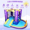 FBSPORT Inflatable Bounce House, Kids Bounce Castle Slide for Indoor Outdoor, Toddler Baby Water Jumper Bouncer, Kids Jumping Bouncy House with Blower, Ball Pit Pool, Basketball Hoop, Dart Game,Purple view 2