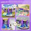 FBSPORT Inflatable Bounce House, Kids Bounce Castle Slide for Indoor Outdoor, Toddler Baby Water Jumper Bouncer, Kids Jumping Bouncy House with Blower, Ball Pit Pool, Basketball Hoop, Dart Game,Purple view 4