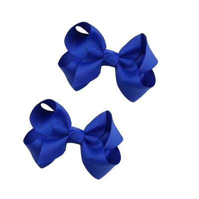 3.2 Inches Grosgrain Ribbon Pinwheel Hair Bows Alligator Clips Hair Barrettes Accessories for Baby Girls Kids Toddlers Teens Multiple Colors in Pairs (Dark blue.)