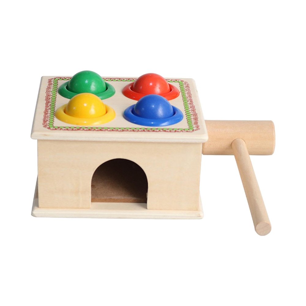 B Baosity Wooden Pounding Bench Baby Workbench Pound Ball Toy Montessori for 1 2 3 4 Year Old Kids Party Games Supplies