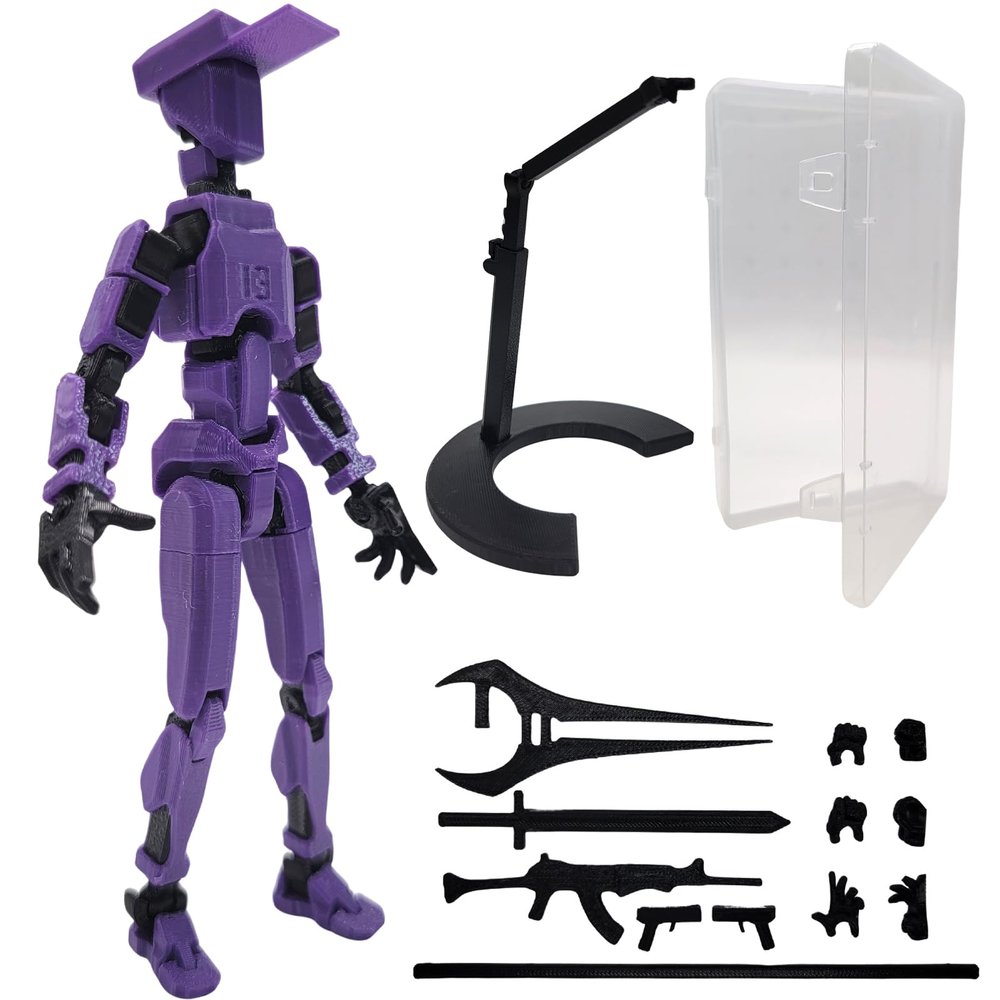 TIRADORES Assembled T13 Action Figure with Stand, 3D Printed Dummy 13 Action Figure Assembled, Fully Articulated Robot, Easy 13 Action Figure, Accessories Included, Stop Motion Animation, Gift