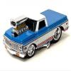 1972 Chevy C10 Pickup Truck Blue and White with Stripes 1/64 Diecast Model Car by Muscle Machines 15567BL view 1