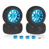 4PCs Metal Wheel Rim & Rubber Tires with Hex Coupler for MJX Hyper Go RC Car H16BM H14BM H16GT H16DR 14210 14209 1/16 1/14 RC Car Tire Parts Rubber Upgraded Strong Grip Off-Road Tires (BLUE) view 1