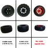 4PCs Metal Wheel Rim & Rubber Tires with Hex Coupler for MJX Hyper Go RC Car H16BM H14BM H16GT H16DR 14210 14209 1/16 1/14 RC Car Tire Parts Rubber Upgraded Strong Grip Off-Road Tires (BLUE) view 3