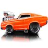 1966 Charger 426 C.I. Orange with Blue Stripe 1/64 Diecast Model Car by Muscle Machines 15542or view 2