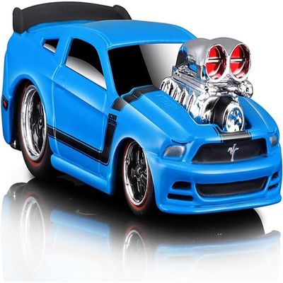 2013 Boss 302 Light Blue with Black Stripes 1/64 Diecast Model Car by Muscle Machines 15544bl
