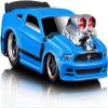 2013 Boss 302 Light Blue with Black Stripes 1/64 Diecast Model Car by Muscle Machines 15544bl view 1