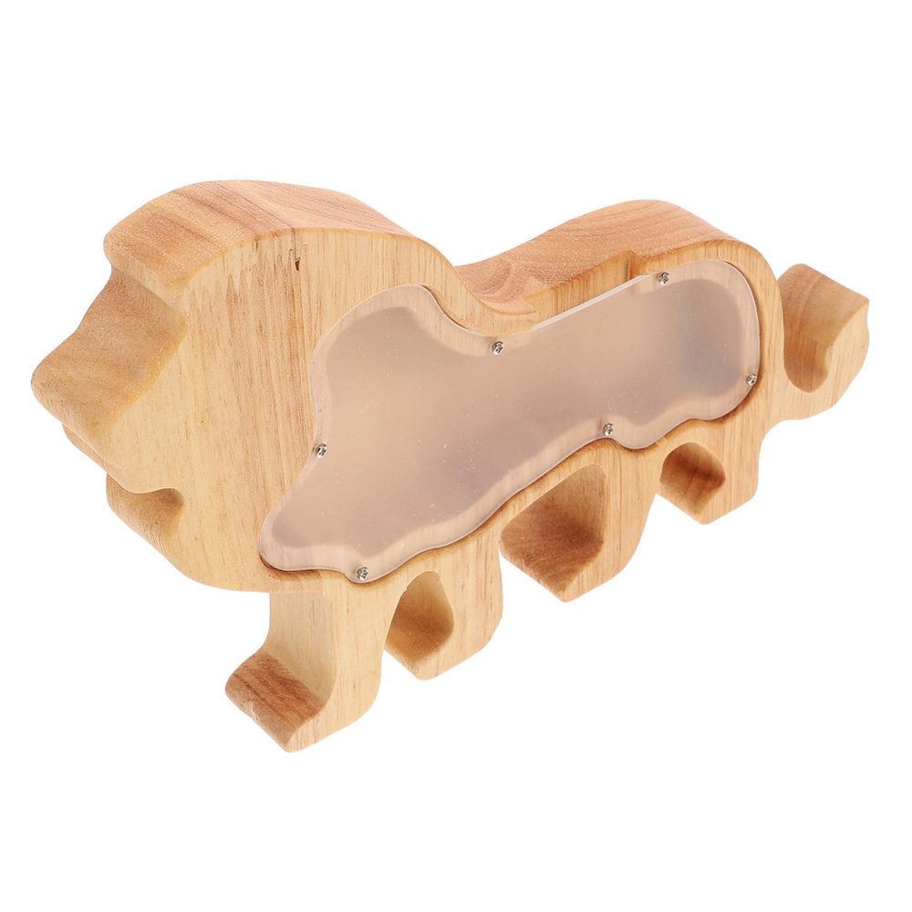 Abaodam Wooden Animal Shape Money Box Creative Lion Savings Jar for Boys and Girls Birthday and Home Decoration