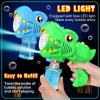 Kids Bubble Gun 2 Pack Dino Bubble Machine Gun for Toddlers with 4 Solutions Easter Basket Stuffers Automatic 13-Hole Bubbles for Kids Blower Maker Valentines Gift Party Outdoor Toys for Boys Girls view 3