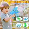 Kids Bubble Gun 2 Pack Dino Bubble Machine Gun for Toddlers with 4 Solutions Easter Basket Stuffers Automatic 13-Hole Bubbles for Kids Blower Maker Valentines Gift Party Outdoor Toys for Boys Girls view 4