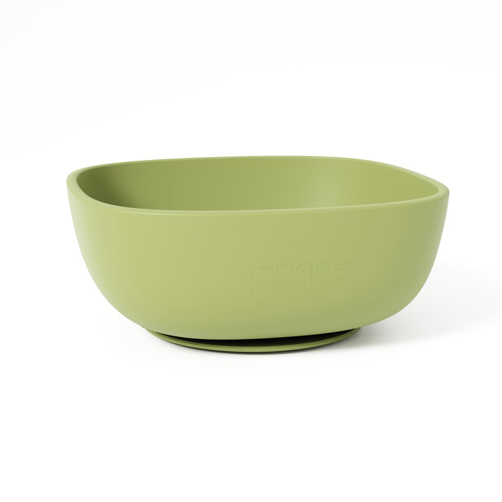 Muqee Peeko Baby Bowl in Pea Pod Green Color Suction Bowls for Baby - Baby Safe Silicone Toddler Bowls