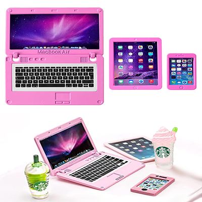 Laptop, Tablet, and Smartphone Pink Color for 18in Dolls. Made by American Fashion World.