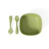 Muqee Peeko Baby Led Weaning Supplies including Baby Bowls Baby Spoons and Forks in Green Color - (3 Piece Set) made with Baby Safe Silicone baby feeding set view 1