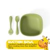 Muqee Peeko Baby Led Weaning Supplies including Baby Bowls Baby Spoons and Forks in Green Color - (3 Piece Set) made with Baby Safe Silicone baby feeding set view 2