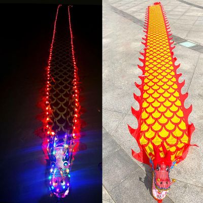 Chinese Dragon Poi with Light Up, Handheld Rhythmic Dragon Dance Streamer Set for Event Celebration Juggling Shows, Exercise Sports Flowy Spinning Shaking Dragon Ribbon ( Color : Red , Size : 8m/26ft