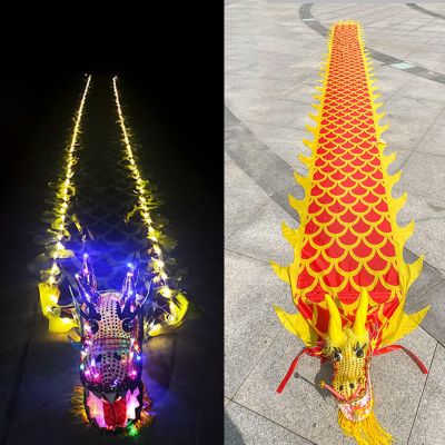 Chinese Dragon Poi with Light Up, Handheld Rhythmic Dragon Dance Streamer Set for Event Celebration Juggling Shows, Exercise Sports Flowy Spinning Shaking Dragon Ribbon ( Color : Yellow , Size : 10m/3