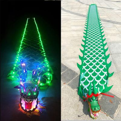 Chinese Dragon Poi with Light Up, Handheld Rhythmic Dragon Dance Streamer Set for Event Celebration Juggling Shows, Exercise Sports Flowy Spinning Shaking Dragon Ribbon ( Color : Green , Size : 8m/26f